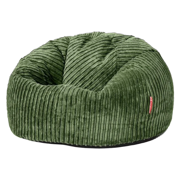 Pouf rond Comfy Bear en velours côtelé vert forêt